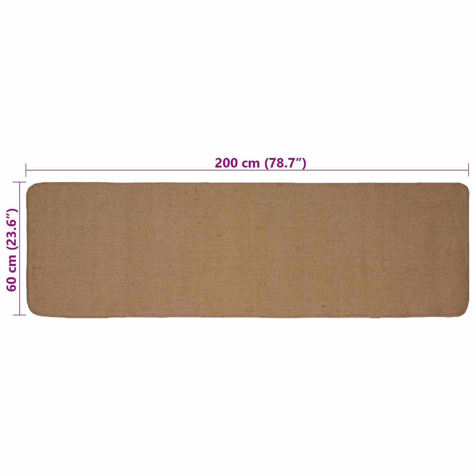 Gebied Tapijt Licht Bruin 60 x 200 cm Jute