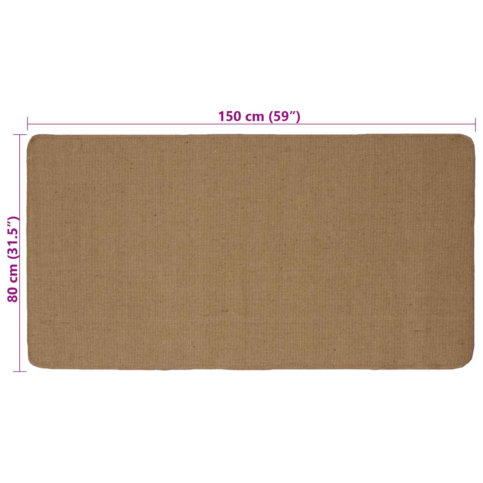 Gebied Tapijt Licht Bruin 80 x 150 cm Jute
