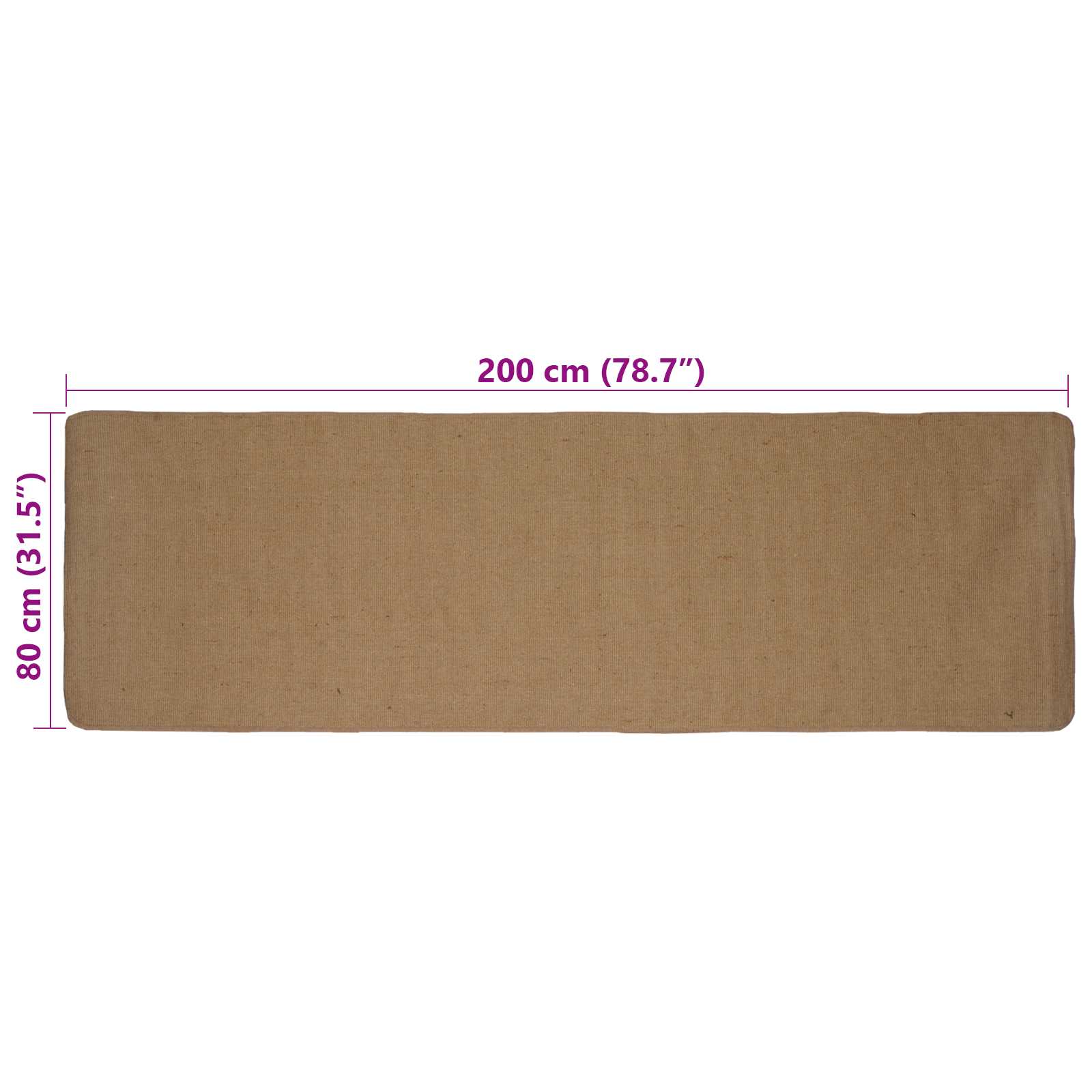 Gebied Tapijt Licht Bruin 80 x 200 cm Jute