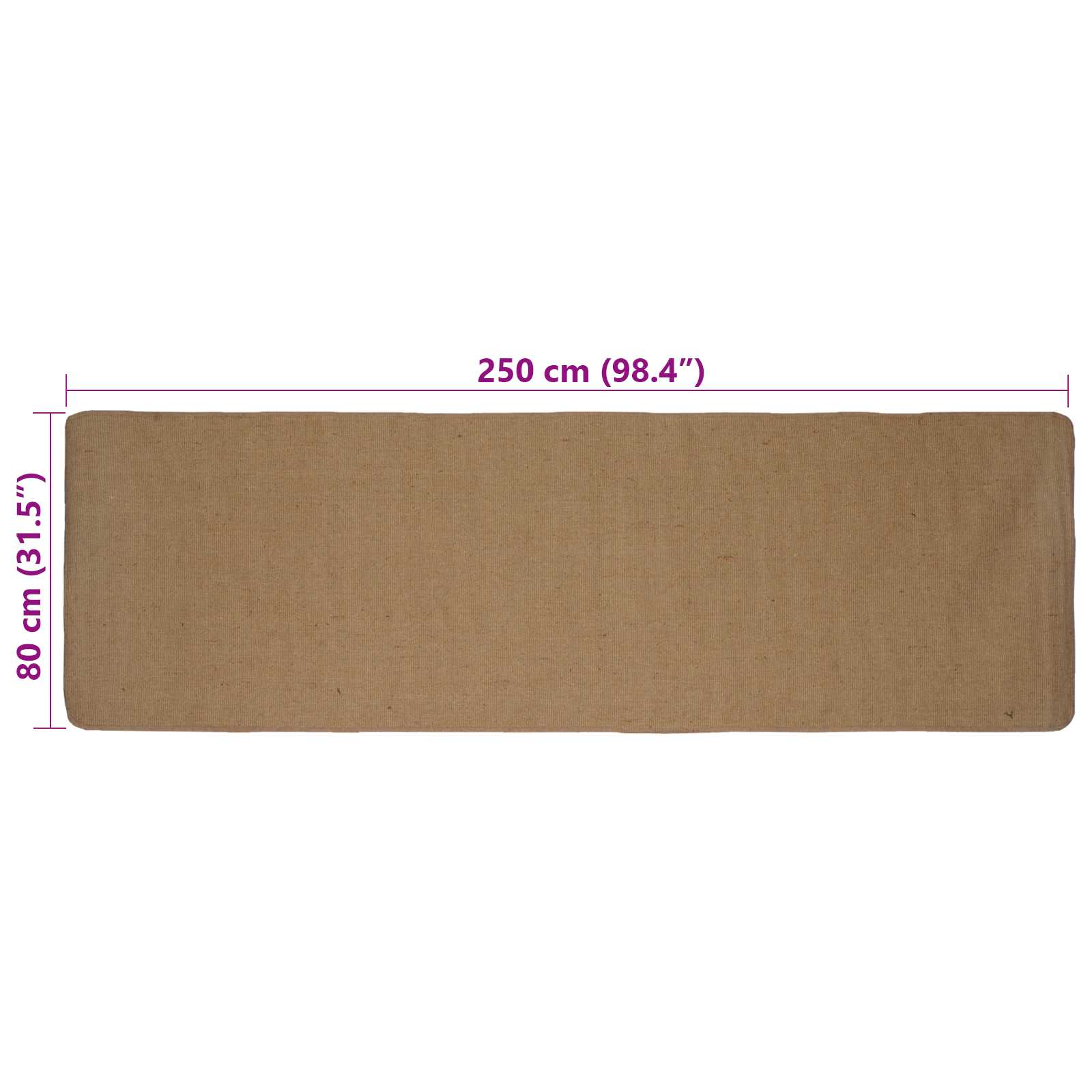 Gebied Tapijt Licht Bruin 80 x 250 cm Jute