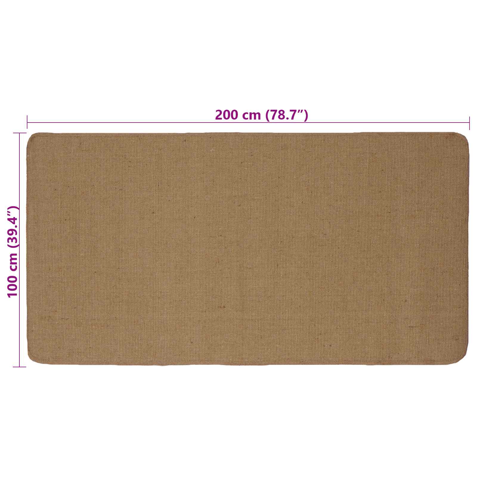 Gebied Tapijt Licht Bruin 100 x 200 cm Jute