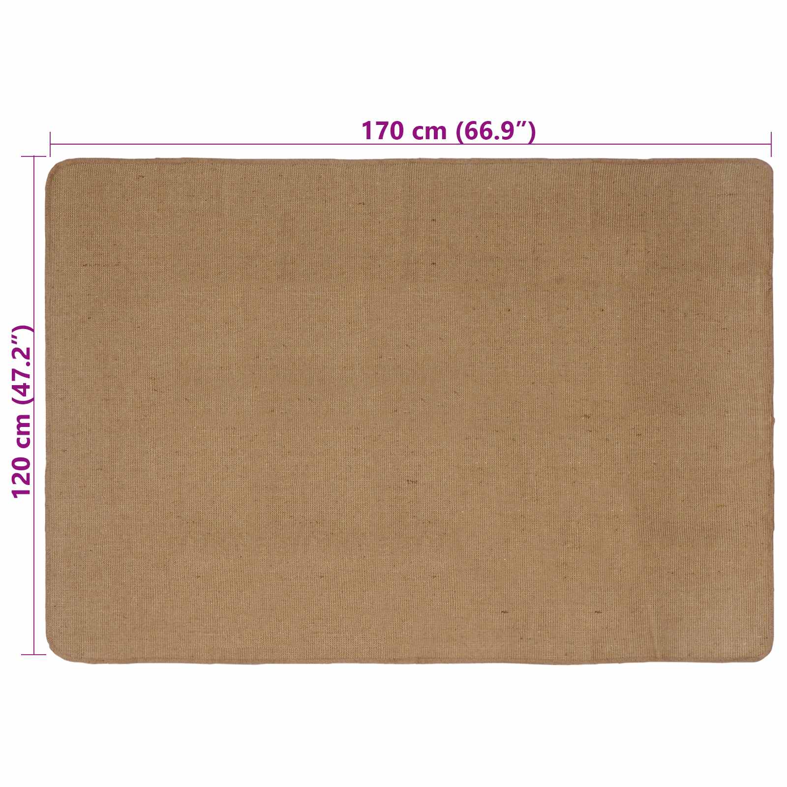 Gebied Tapijt Licht Bruin 120 x 170 cm Jute