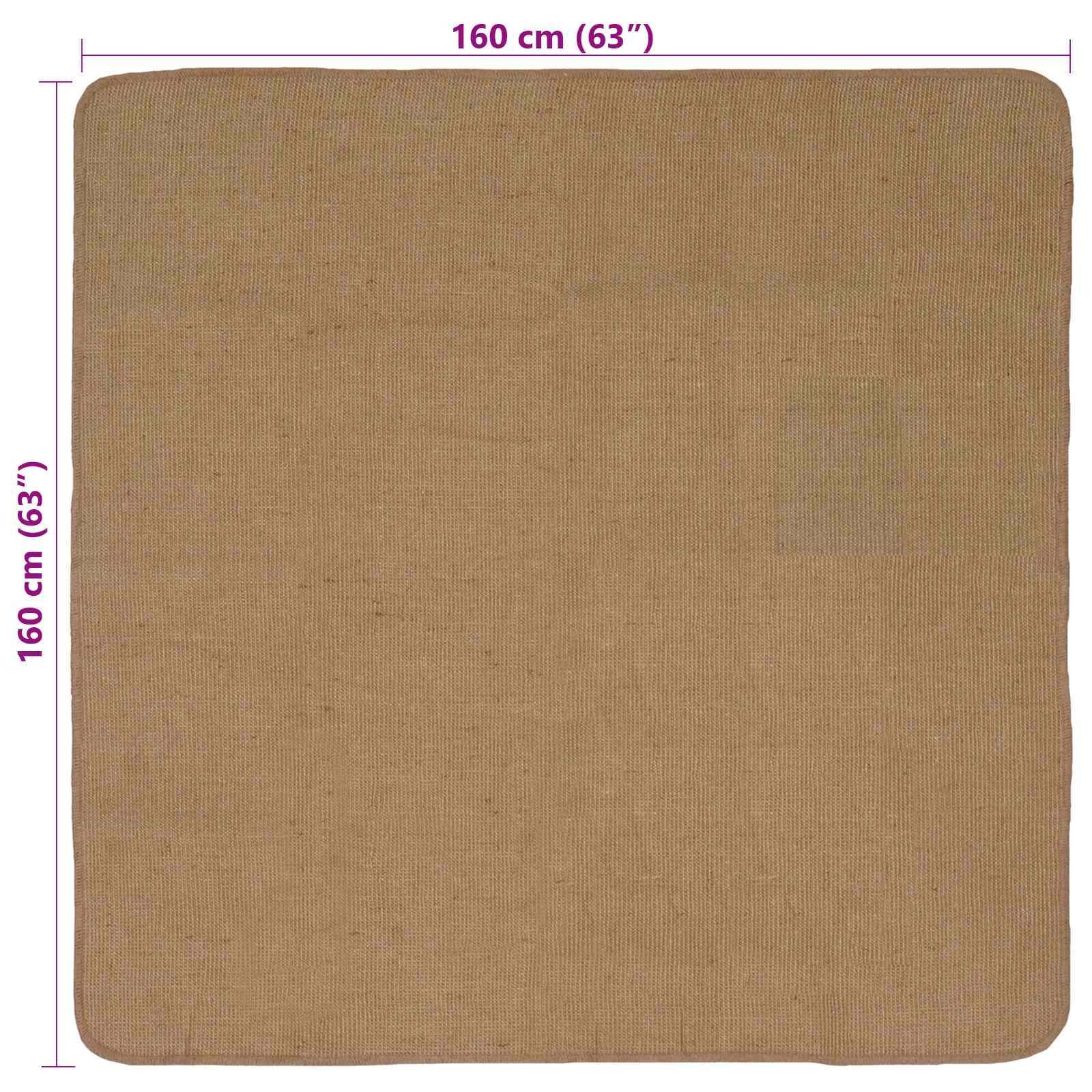 Gebied Tapijt Licht Bruin 160 x 160 cm Jute