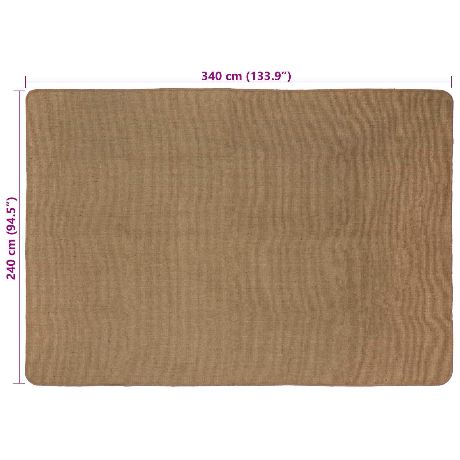 Gebied Tapijt Licht Bruin 240 x 340 cm Jute