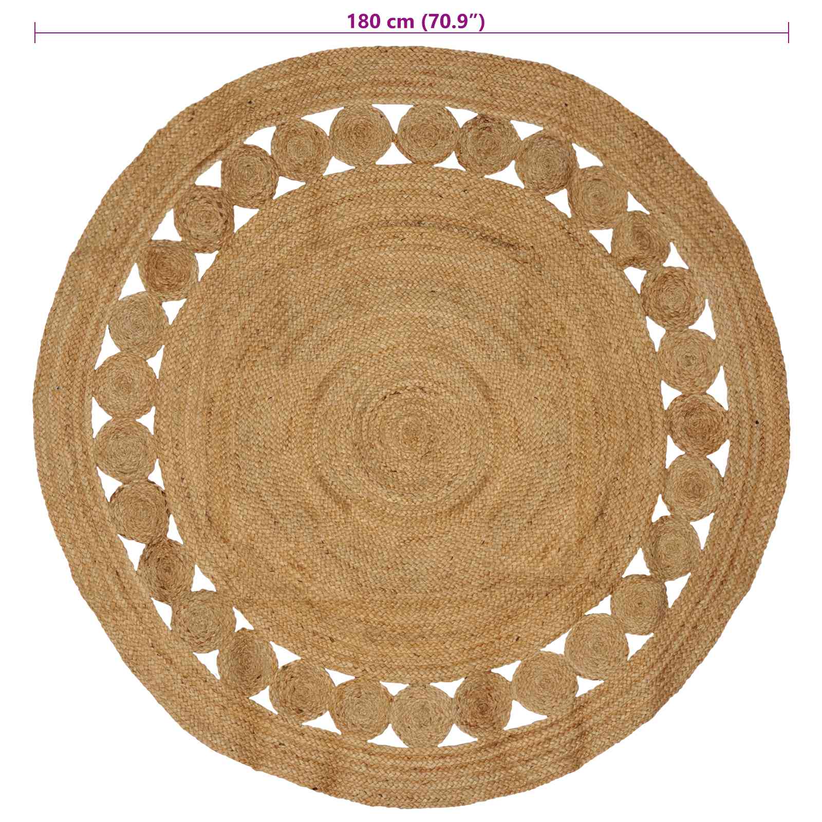 Vloerkleden Naturel Ø 180 cm Jute