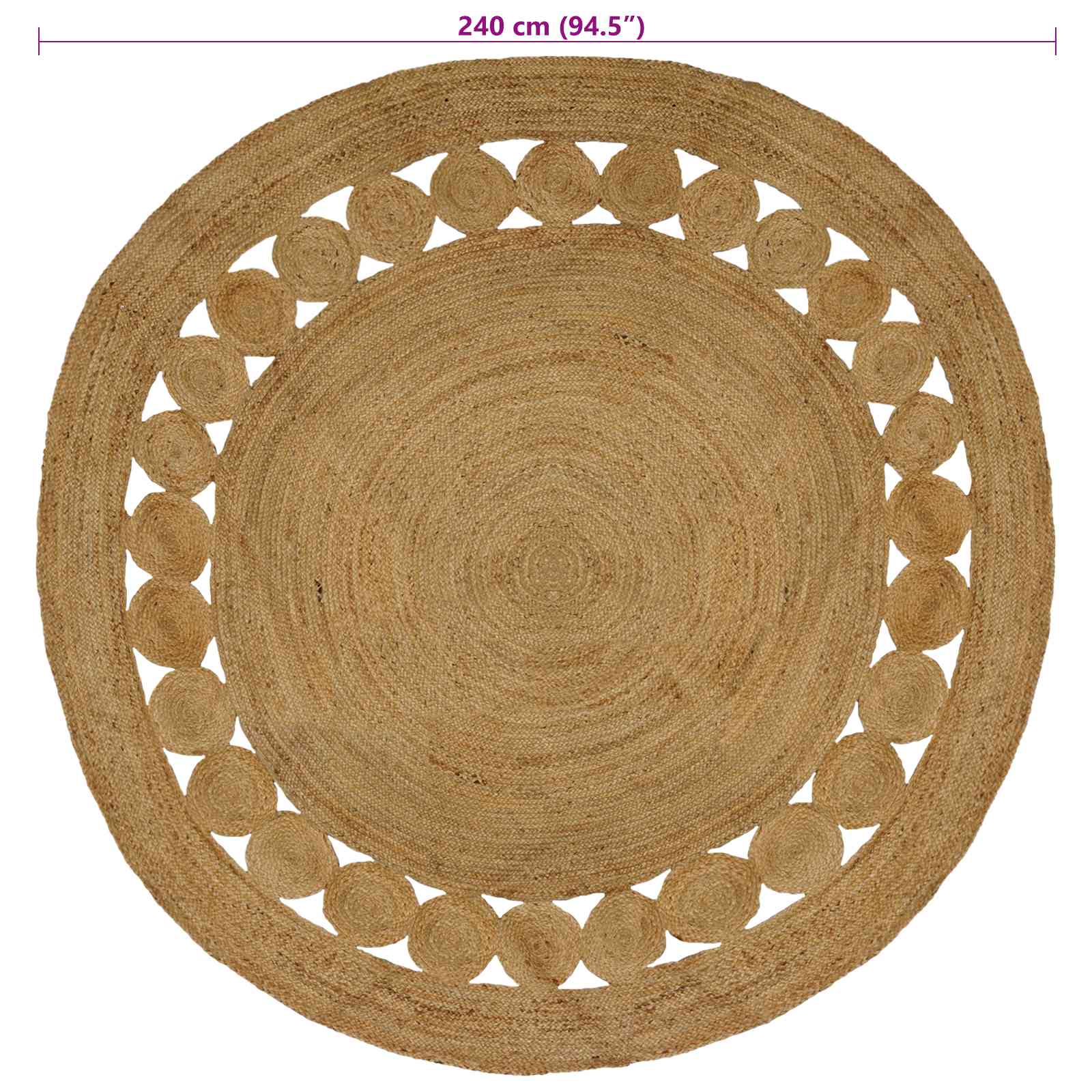 Vloerkleden Naturel Ø 240 cm Jute