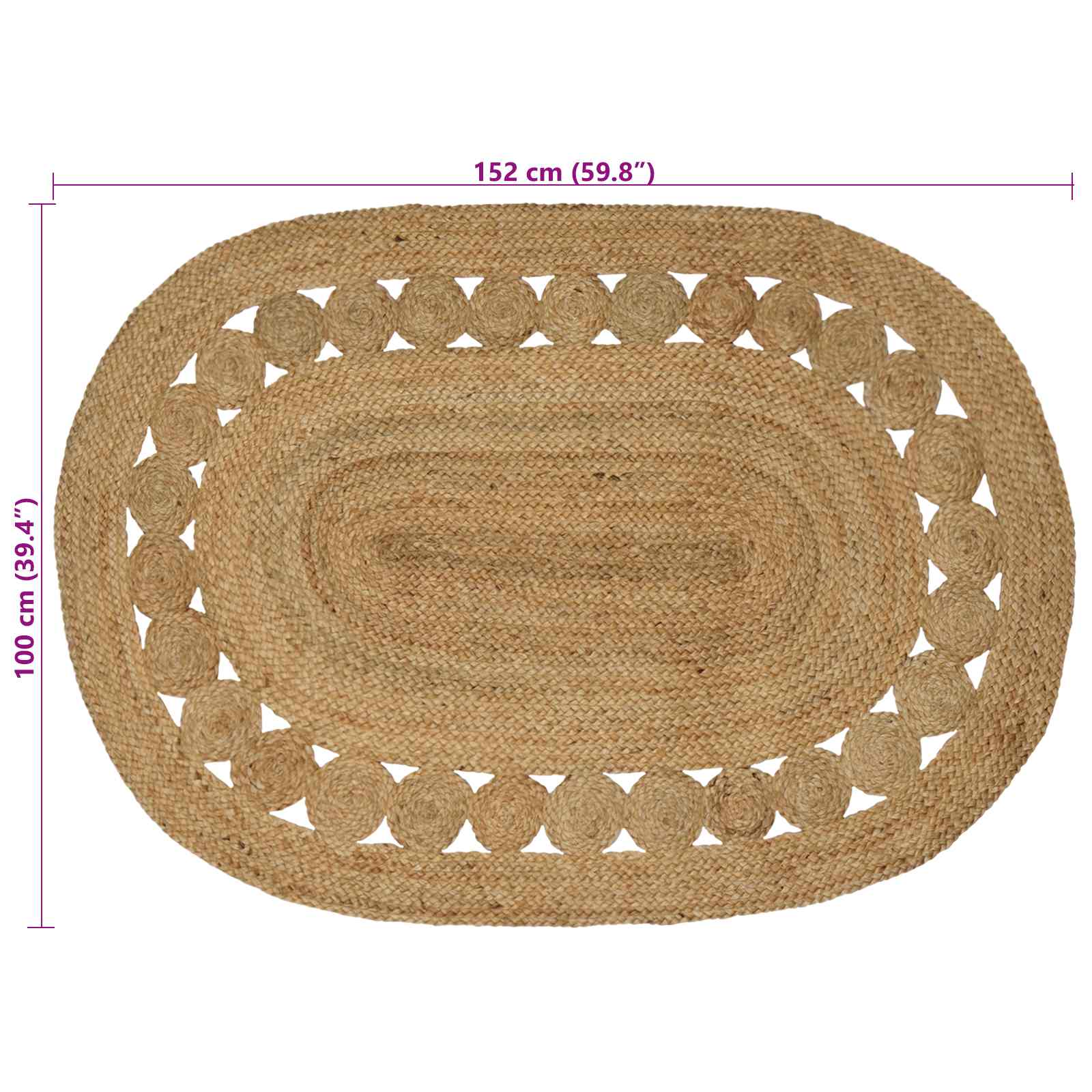Vloerkleden Naturel 100 x 152 cm Jute
