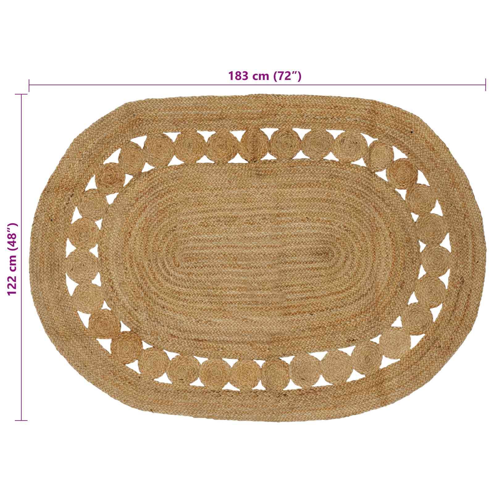 Vloerkleden Naturel 122 x 183 cm Jute