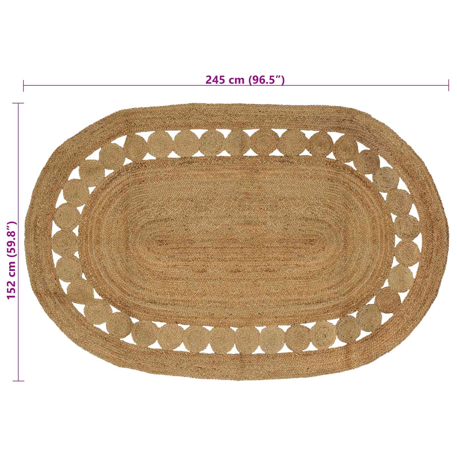 Vloerkleden Naturel 152 x 245 cm Jute