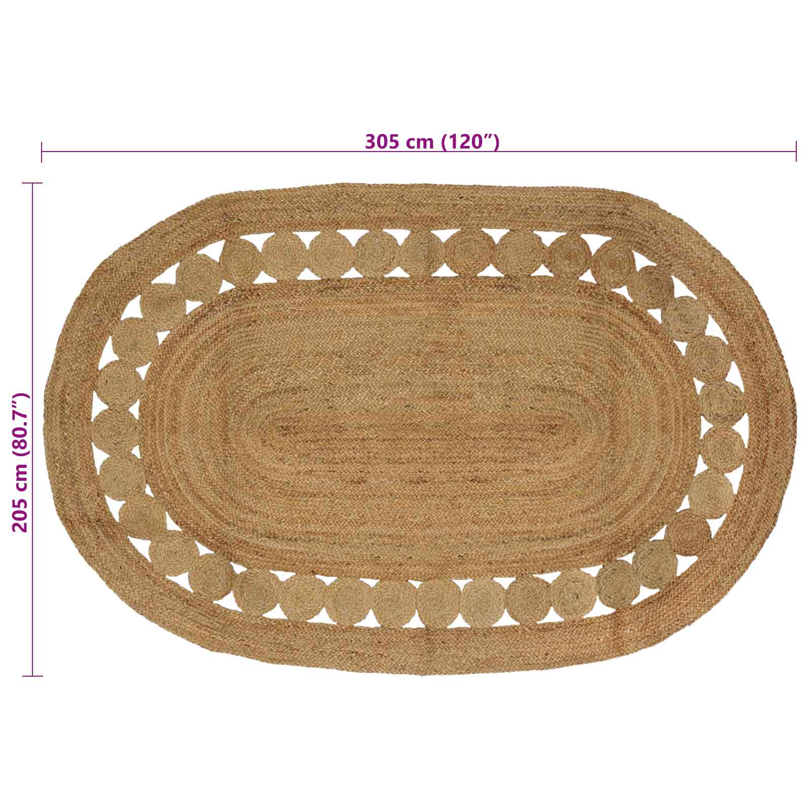 Vloerkleden Naturel 205 x 305 cm Jute