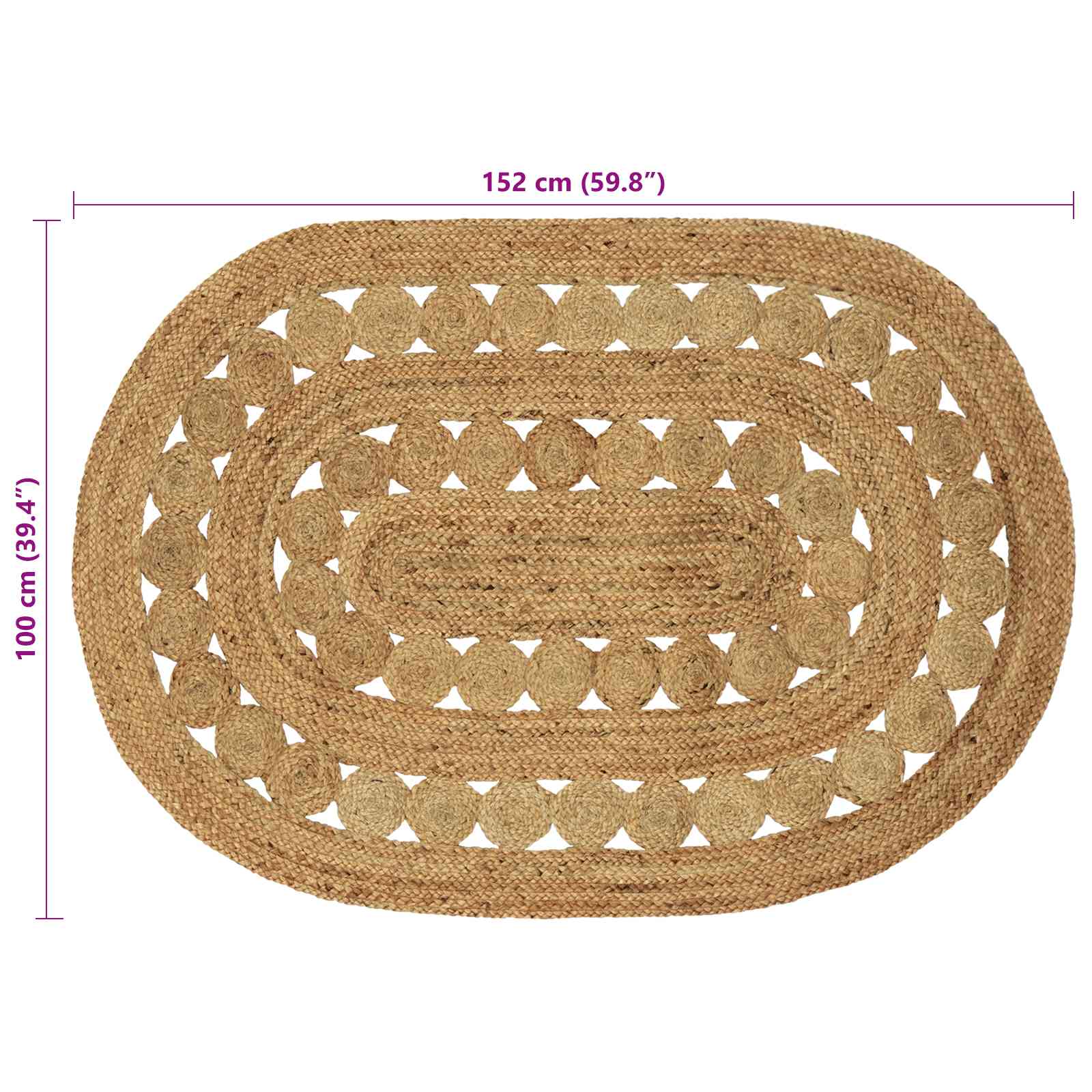 Gebied Tapijt Naturel 100 x 152 cm Jute