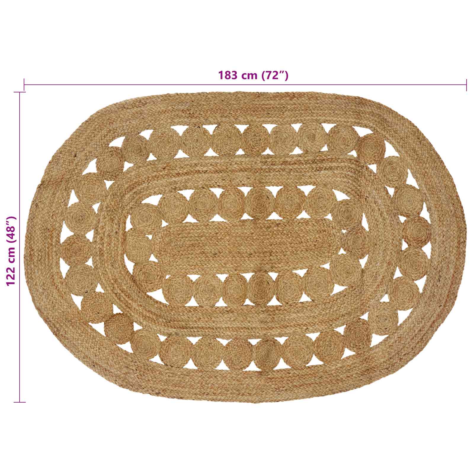 Vloerkleden Naturel 122 x 183 cm Jute
