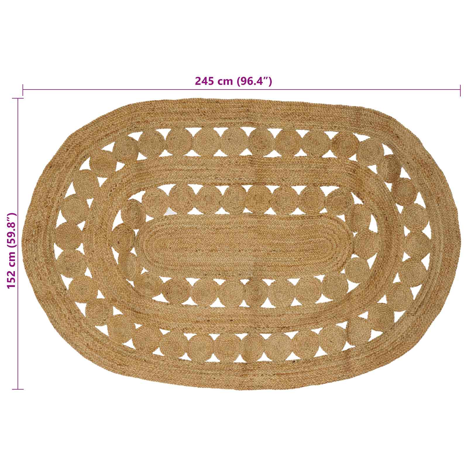 Vloerkleden Naturel 152 x 245 cm Jute