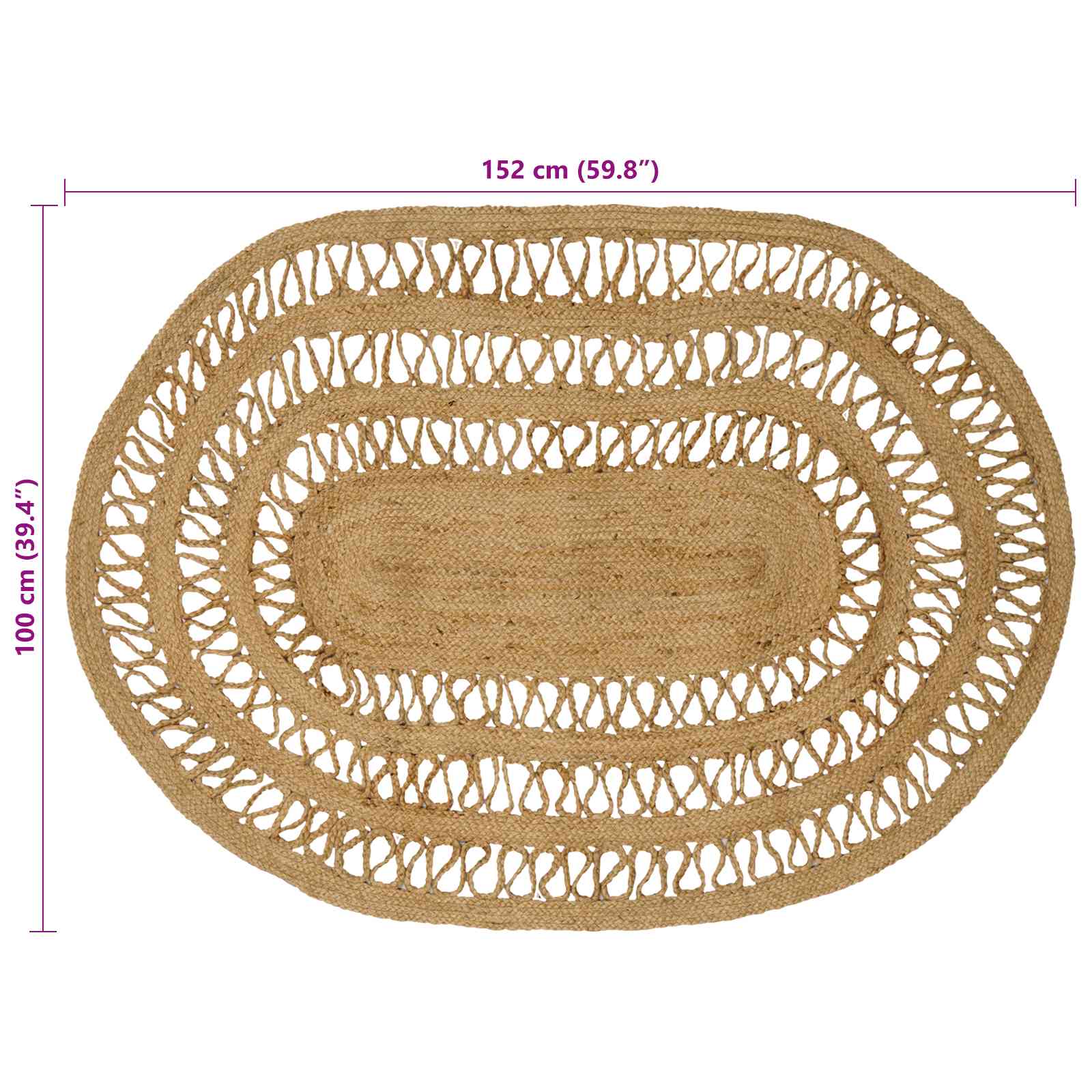 Vloerkleden Naturel 100 x 152 cm Jute