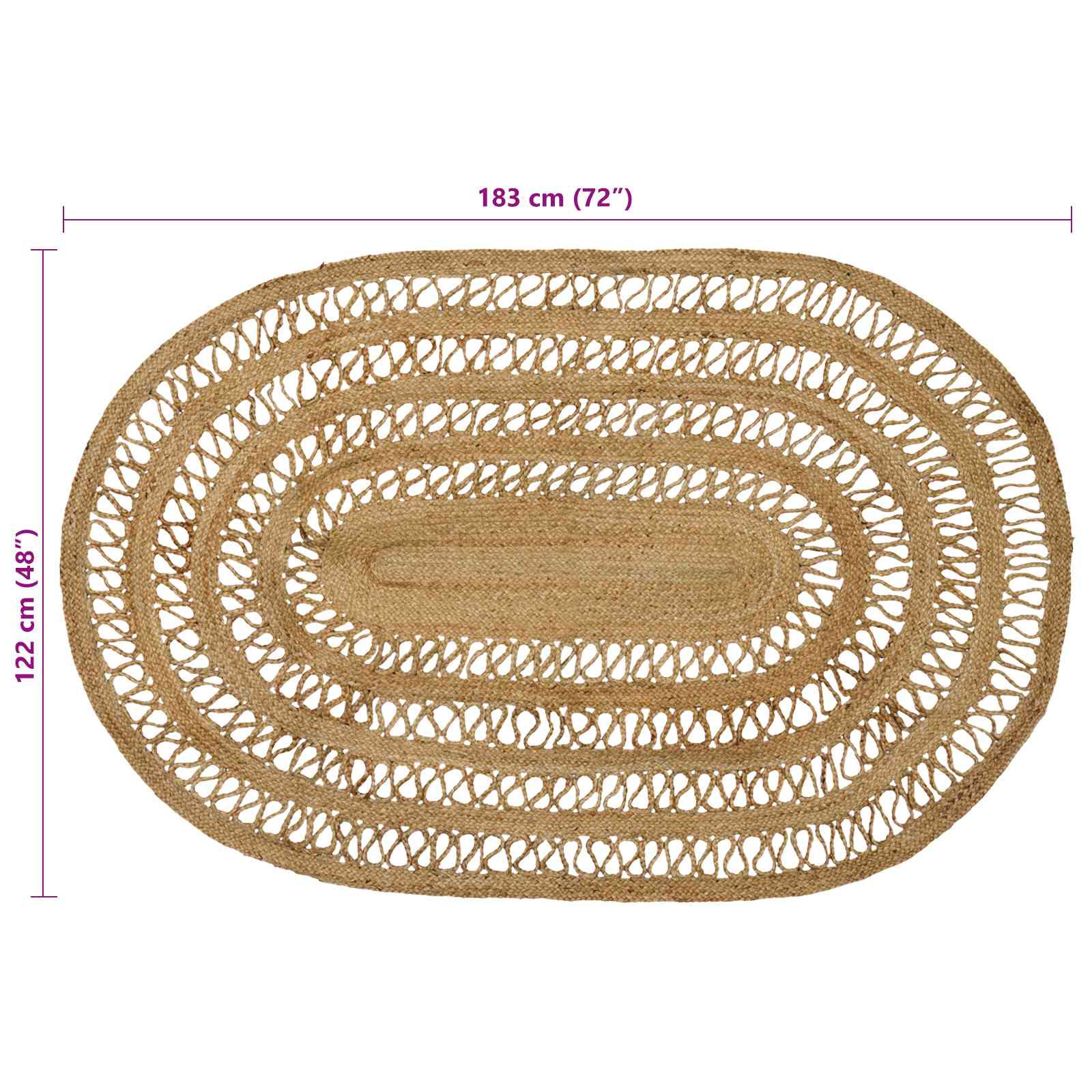 Vloerkleden Naturel 122 x 183 cm Jute