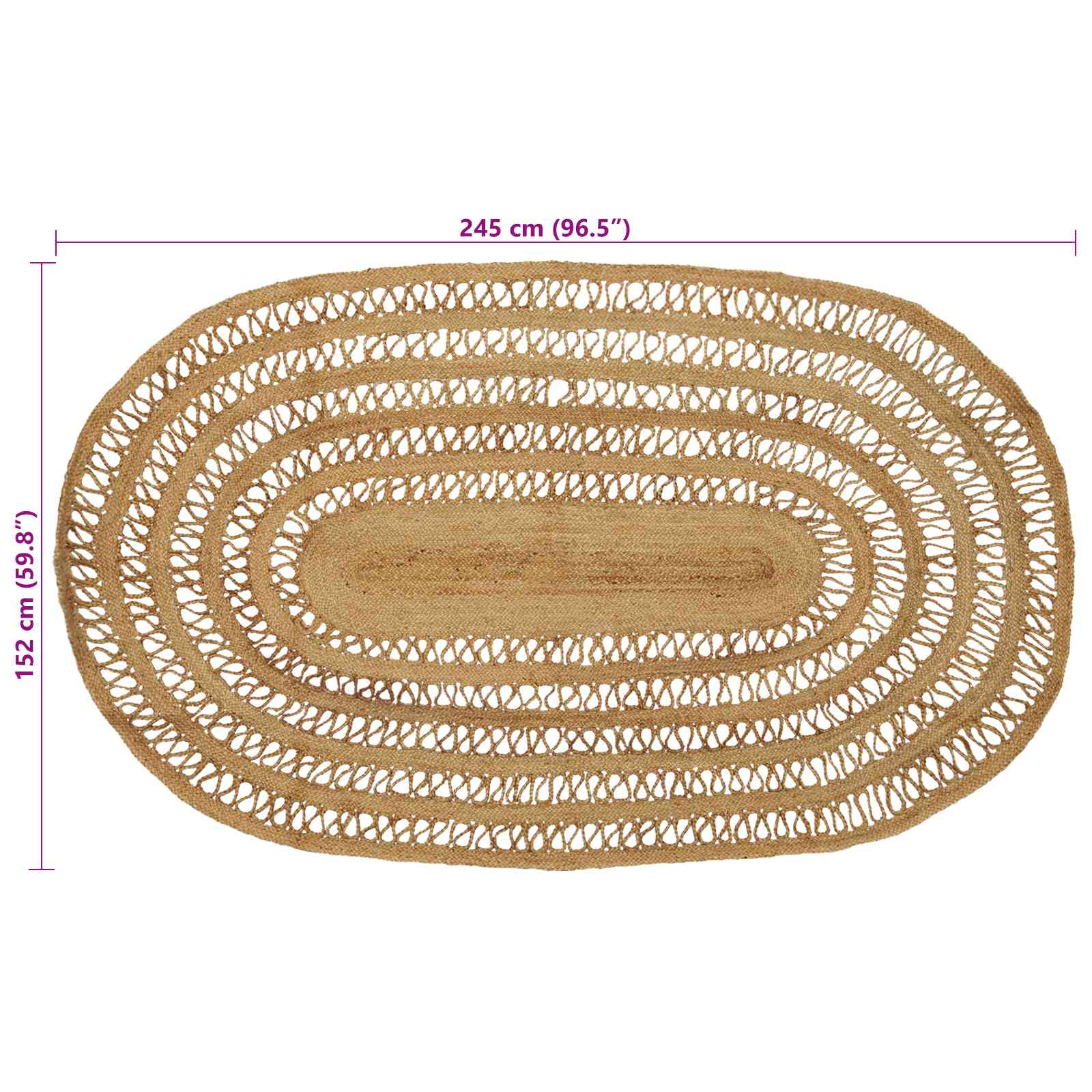 Vloerkleden Naturel 152 x 245 cm Jute
