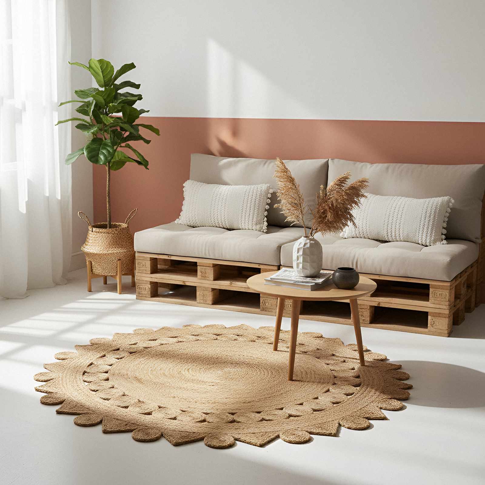 Vloerkleden Naturel Ø 210 cm Jute