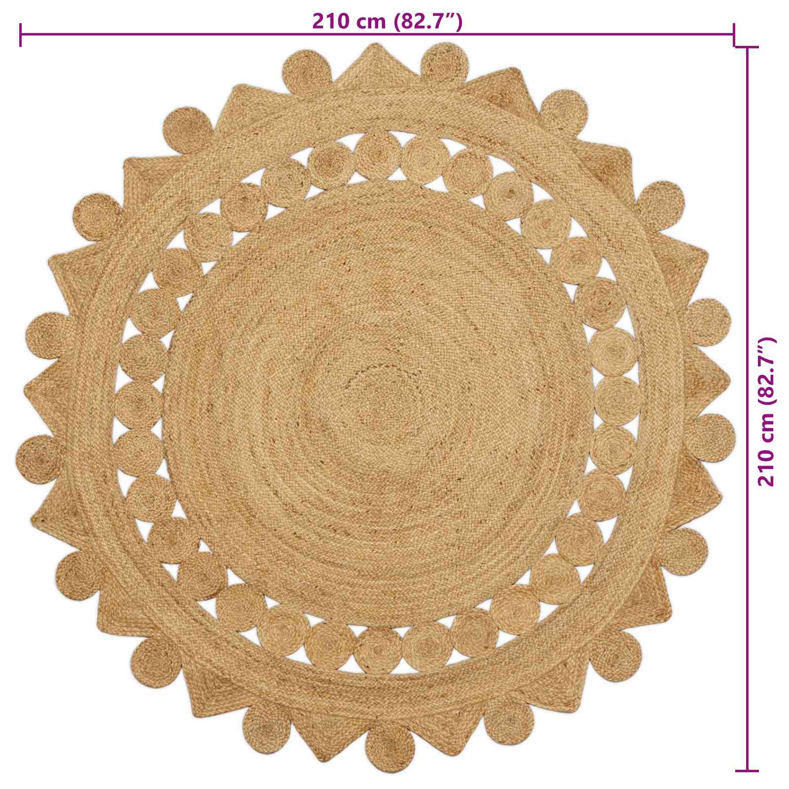 Vloerkleden Naturel Ø 210 cm Jute
