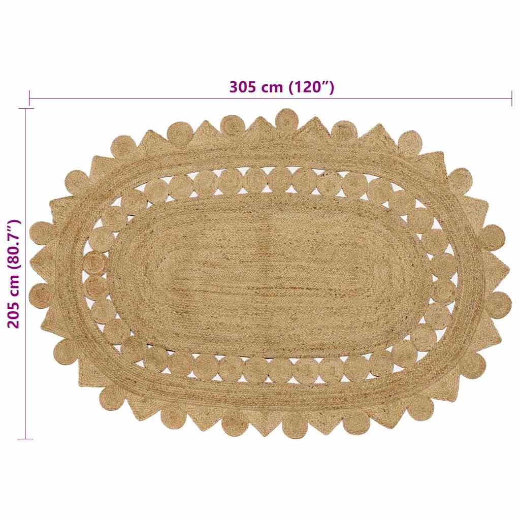 Vloerkleden Naturel 205 x 305 cm Jute