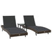 Ligstoel 3 st poly rattan Bruin