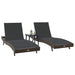 Ligstoel 3 st poly rattan Bruin