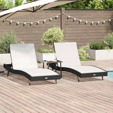 Ligstoel 3 st poly rattan Zwart en Wit