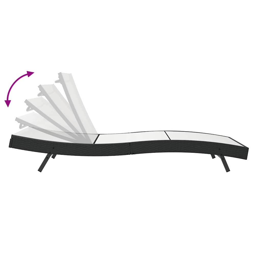 Ligstoel 3 st poly rattan Zwart en Wit