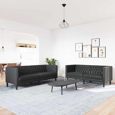 Woonkamer Bank 2 st Zwart Nep Leer