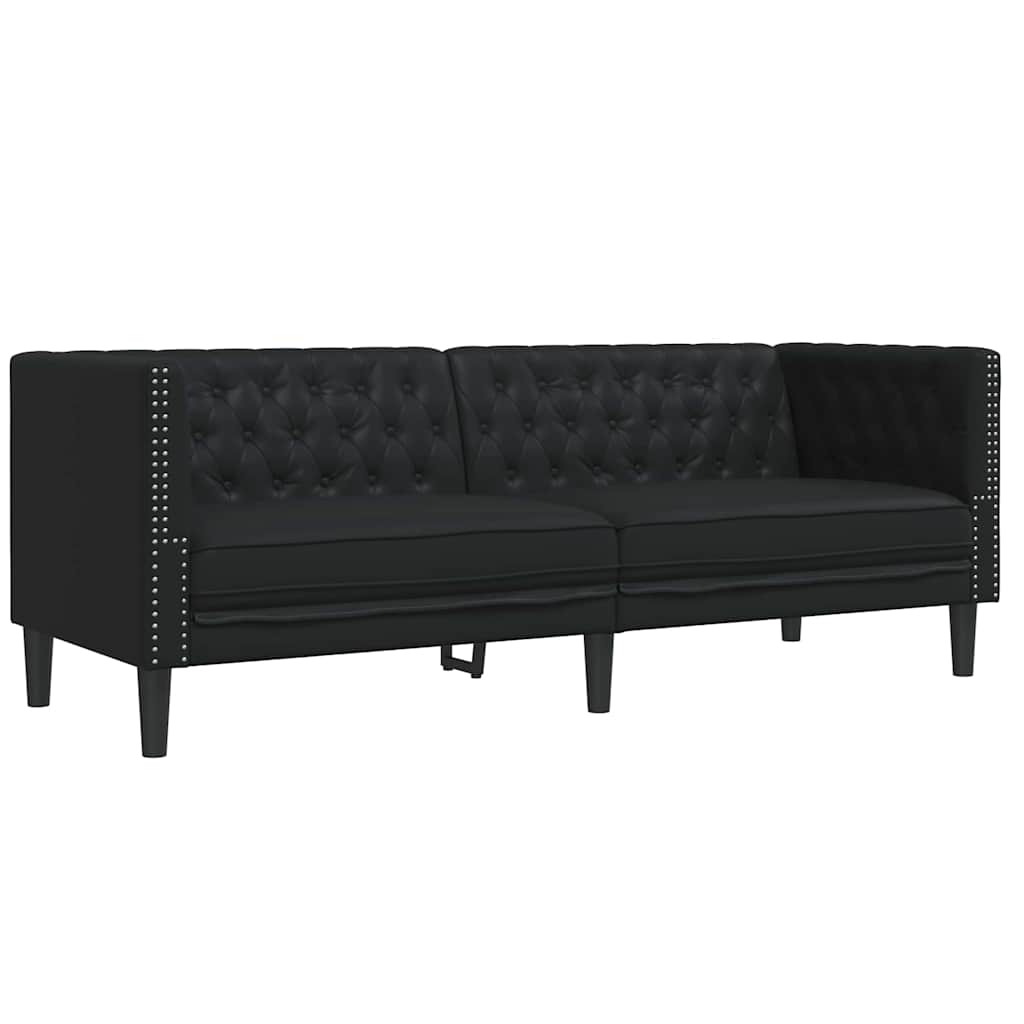 Woonkamer Bank 2 st Zwart Nep Leer