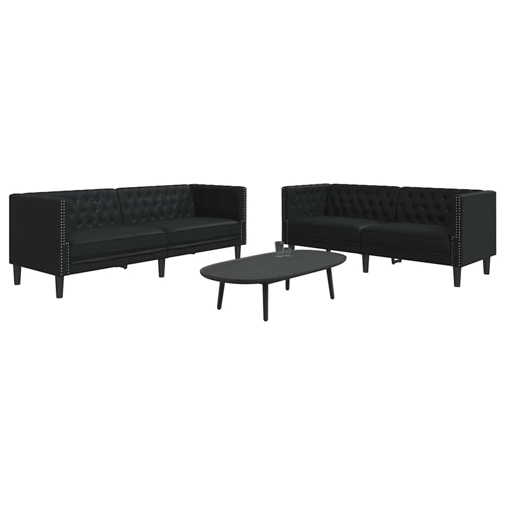 Woonkamer Bank 2 st Zwart Nep Leer