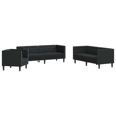 Woonkamer Bank 3 st Zwart Nep Leer