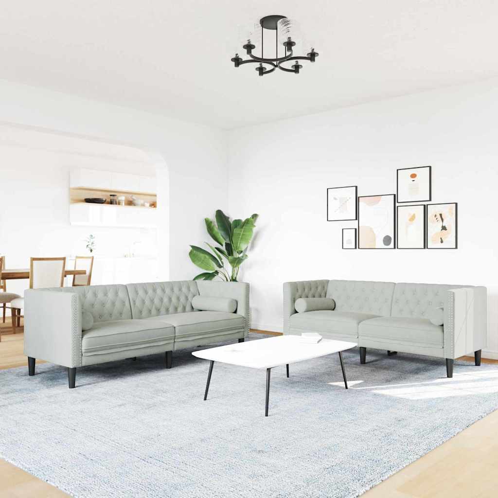 Woonkamer Bank 2 st Lichtgrijs Fluweel