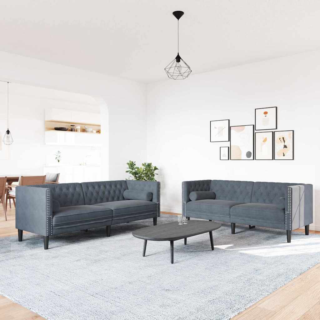 Woonkamer Bank 2 st Donkergrijs Fluweel
