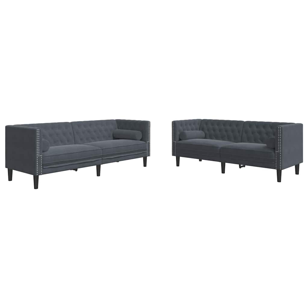 Woonkamer Bank 2 st Donkergrijs Fluweel