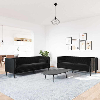 Woonkamer Bank 2 st Zwart Fluweel