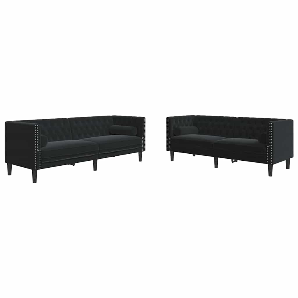 Woonkamer Bank 2 st Zwart Fluweel