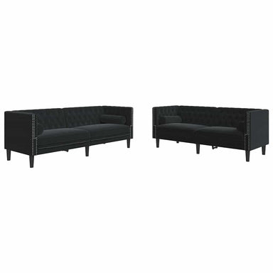 Woonkamer Bank 2 st Zwart Fluweel