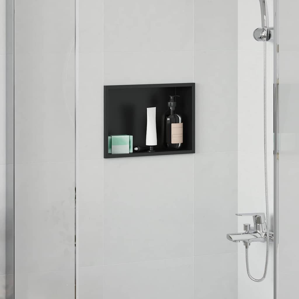 Douche Niche Zwart 30 x 20 x 9,5 cm Roestvrij staal