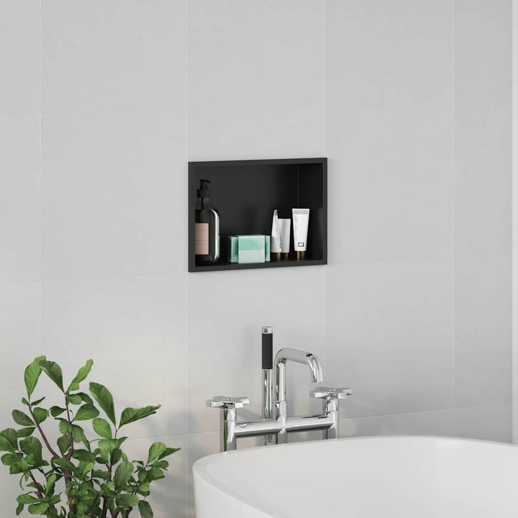 Douche Niche Zwart 30 x 20 x 9,5 cm Roestvrij staal