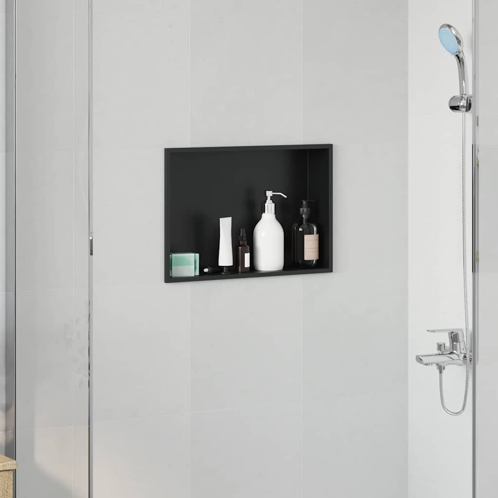 Douche Niche Zwart 45 x 30 x 9,5 cm Roestvrij staal