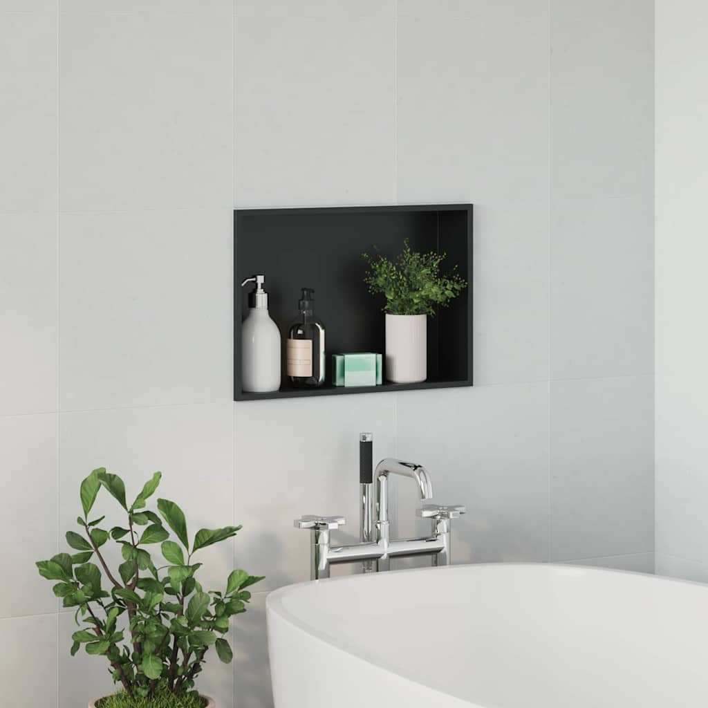 Douche Niche Zwart 45 x 30 x 9,5 cm Roestvrij staal
