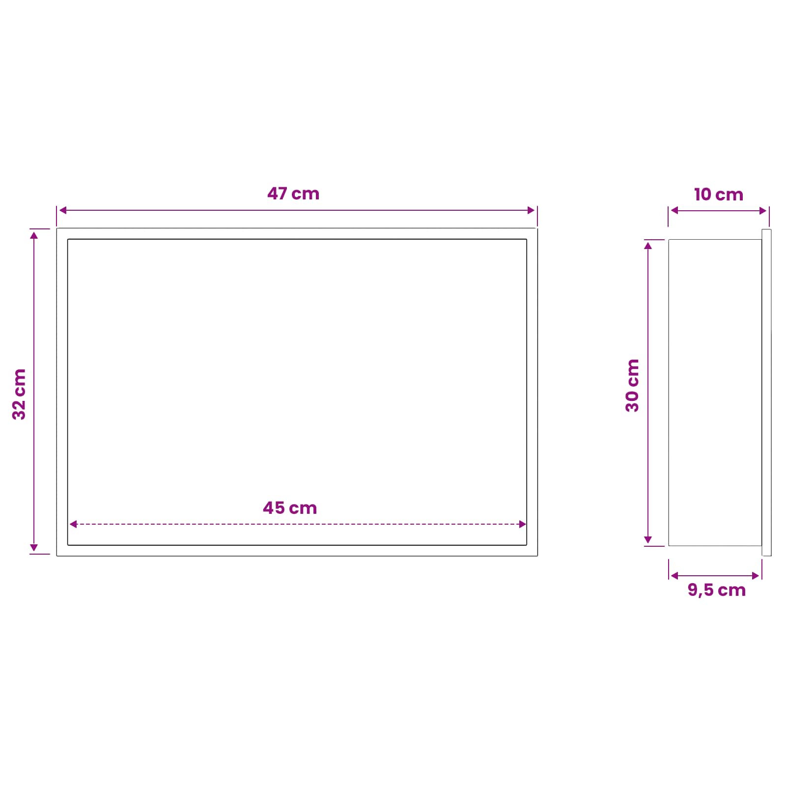 Douche Niche Wit 45 x 30 x 9,5 cm Roestvrij staal