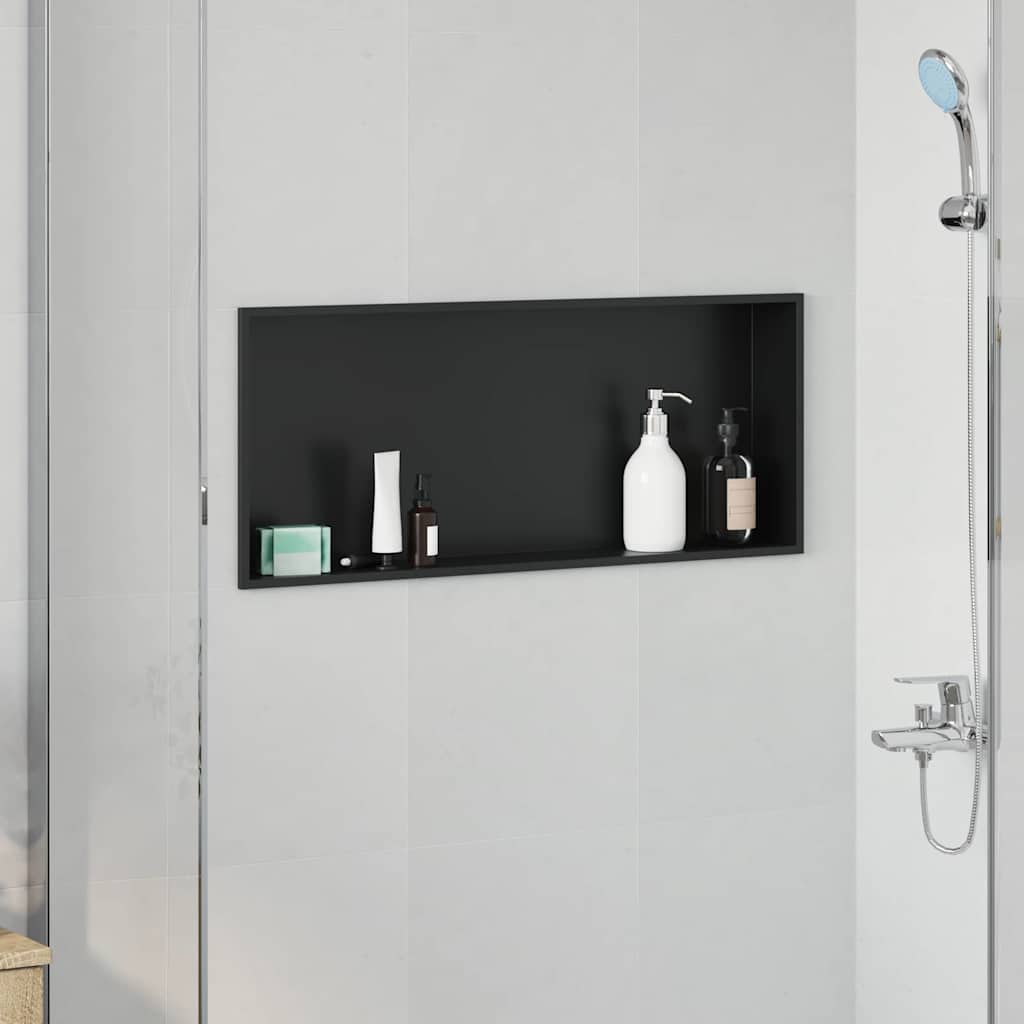 Douche Niche Zwart 75 x 30 x 9,5 cm Roestvrij staal