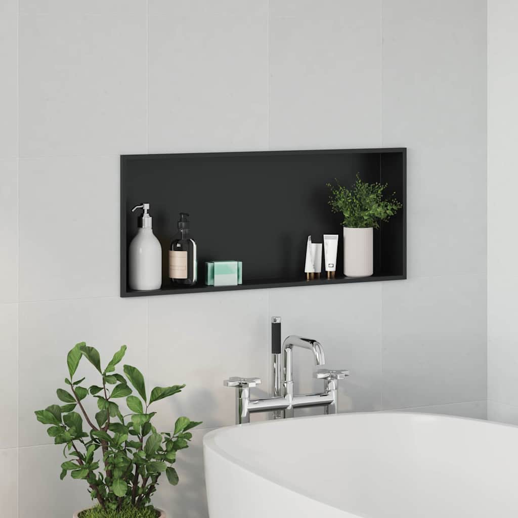 Douche Niche Zwart 75 x 30 x 9,5 cm Roestvrij staal