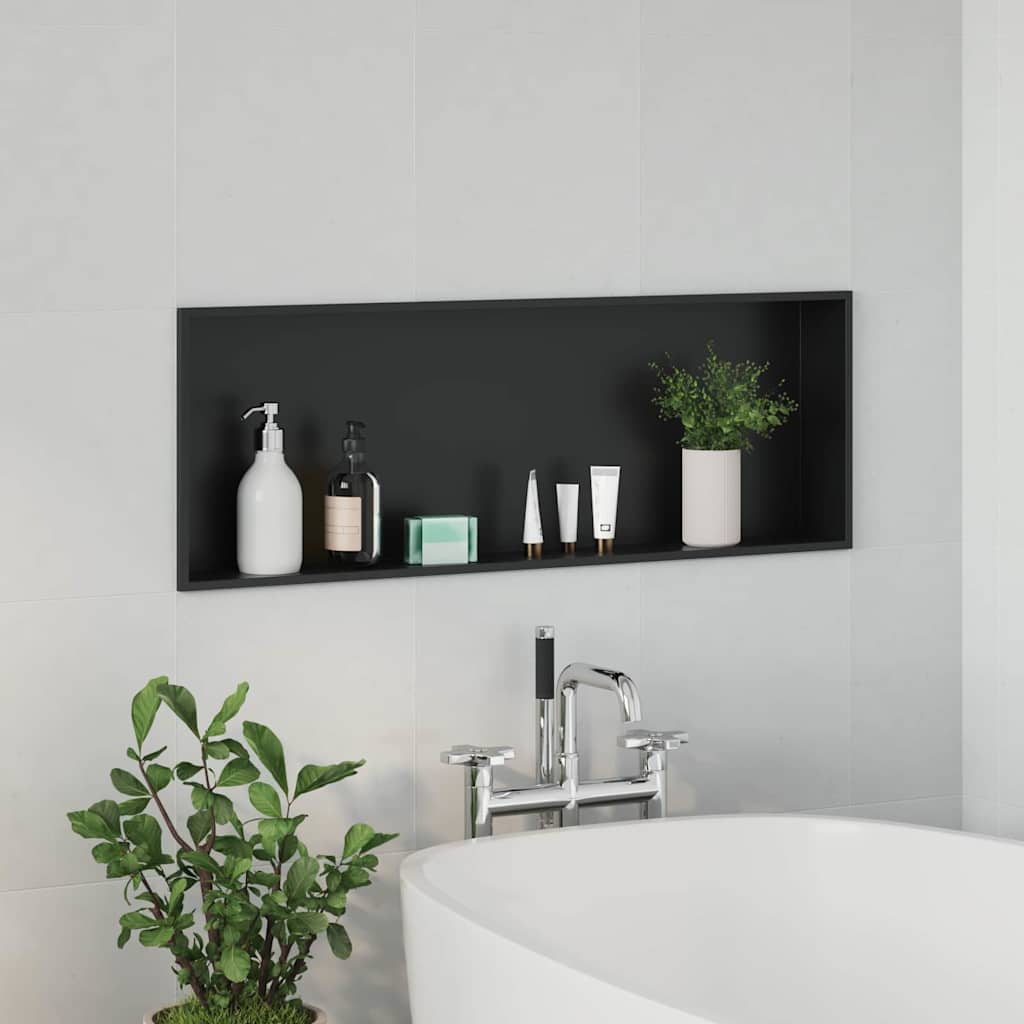 Douche Niche Zwart 90 x 30 x 9,5 cm Roestvrij staal