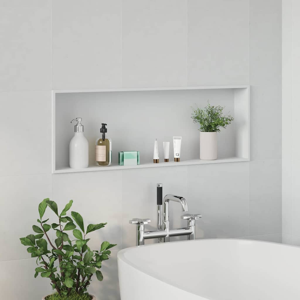 Douche Niche Wit 90 x 30 x 9,5 cm Roestvrij staal