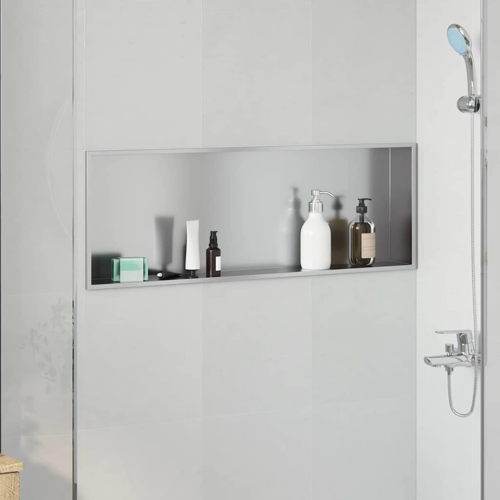 Douche Niche zilver 90 x 30 x 9,5 cm Roestvrij staal