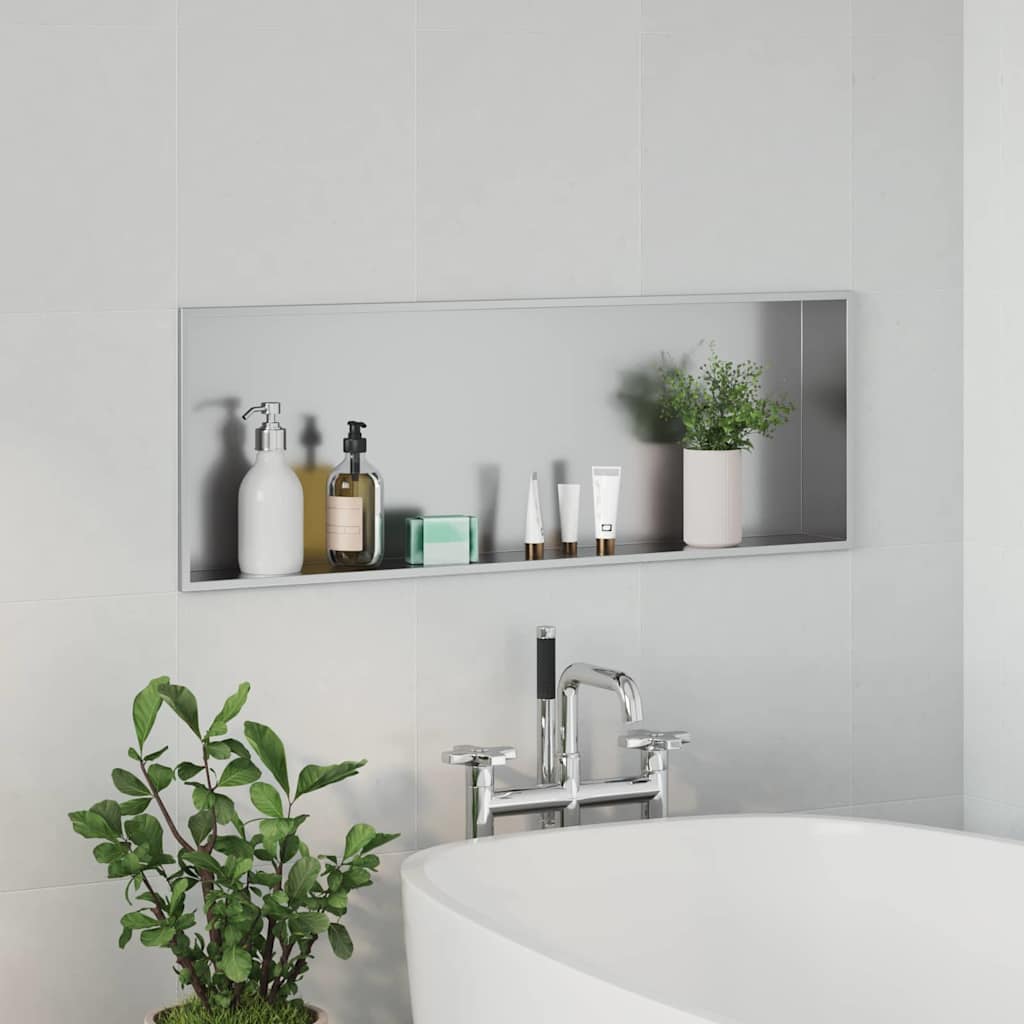Douche Niche zilver 90 x 30 x 9,5 cm Roestvrij staal
