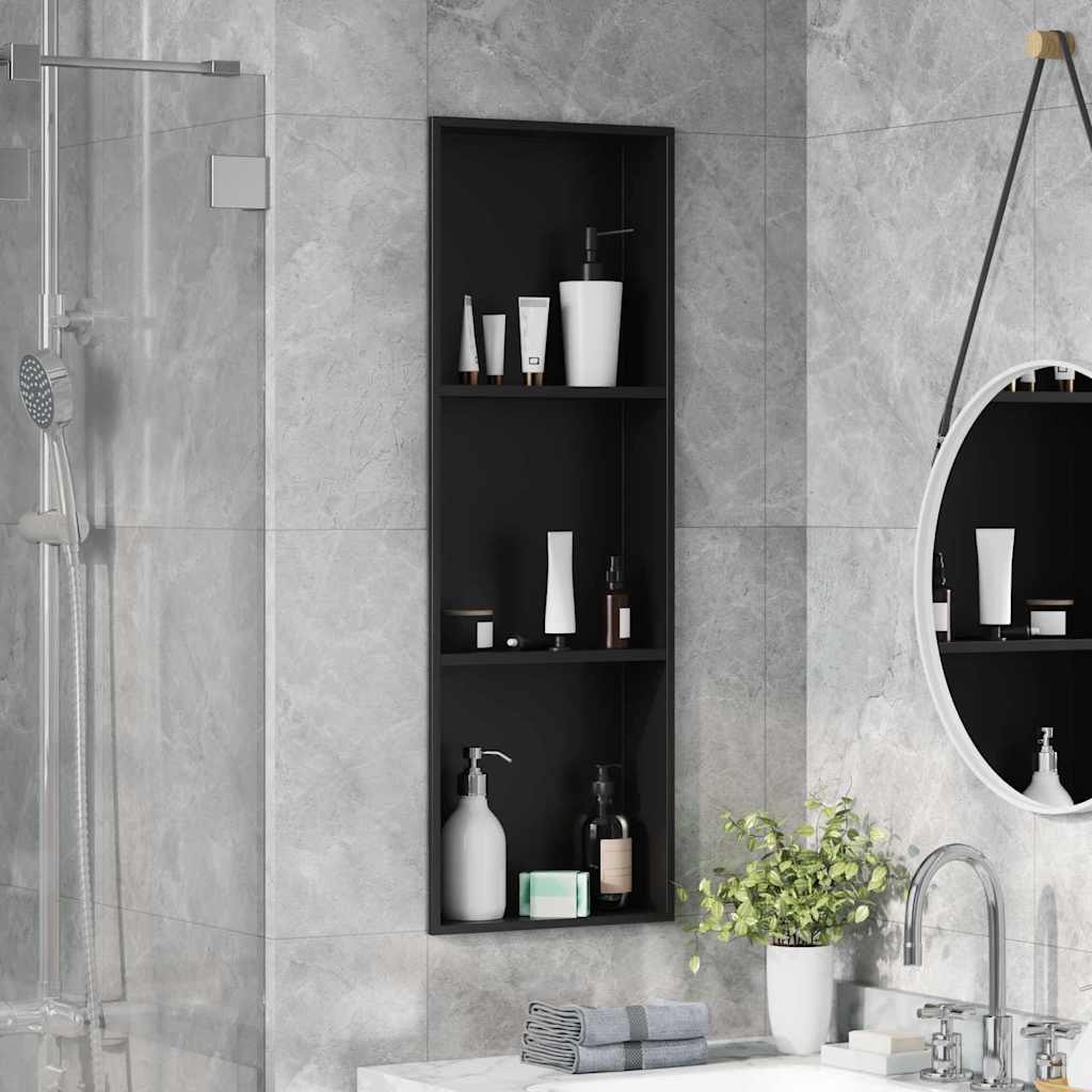 Inbouwnis douche Zwart 92 x 32 x 10 cm Roestvrij staal