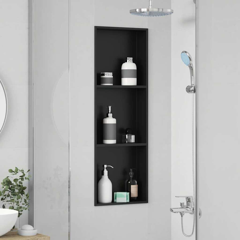 Inbouwnis douche Zwart 92 x 32 x 10 cm Roestvrij staal